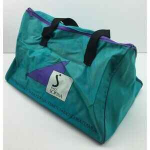 Vintage Kao Sofina Cosmetics Teal Green Purple Tote Shoulder Duffle Bag Zipper